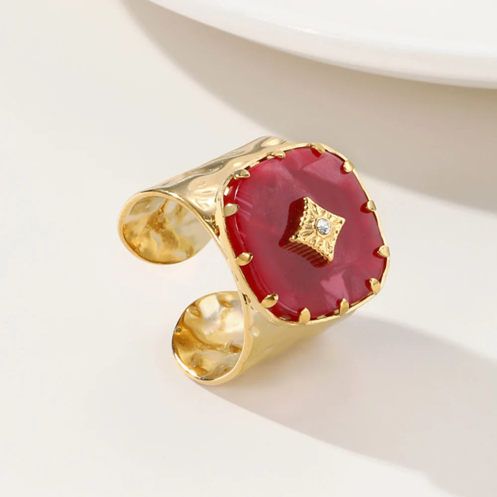 Anel Vintage Red Geometric Khosh Brands