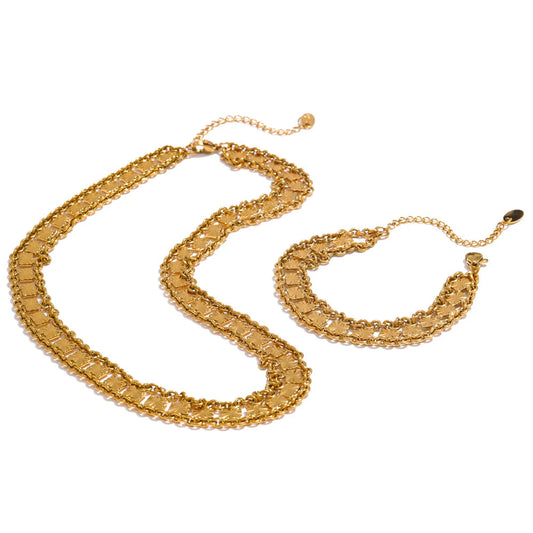 Colar e Pulseira Quadrado Dourado Khosh Brands