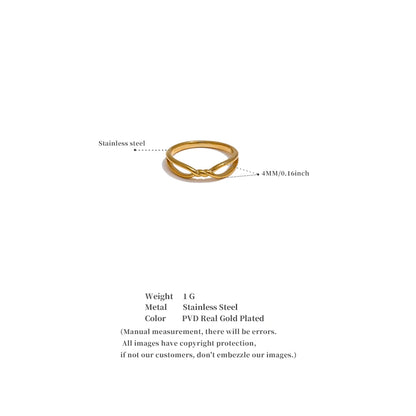Yhpup minimalista de aço inoxidável metal geométrico fino torção moda anel para mulheres resistente à água chique jóias atacado