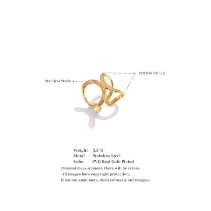 Yhpup minimalista de aço inoxidável metal geométrico oco aberto anel para mulheres à prova de ferrugem charme dedo jóias atacado