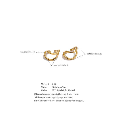Yhpup moda minimalista dupla camada geométrica clipe de orelha brincos de osso não piercing aço inoxidável à prova dwaterproof água charme jóias 2025
