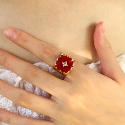 Anel Vintage Red Geometric Khosh Brands