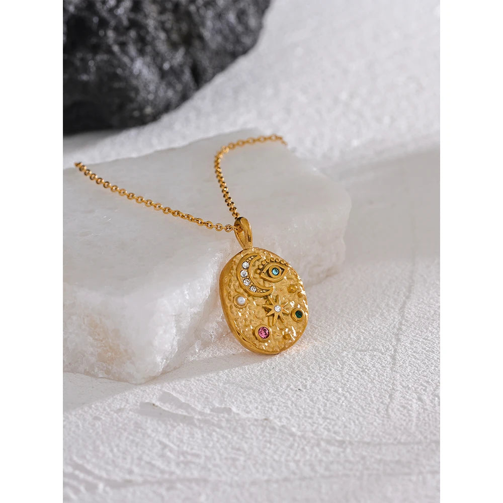 Colar Moon Star Eye Oval Khosh Brands