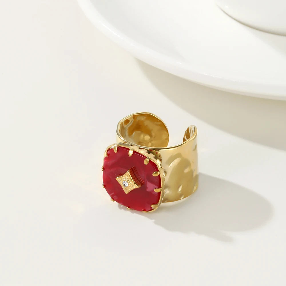 Anel Vintage Red Geometric Khosh Brands