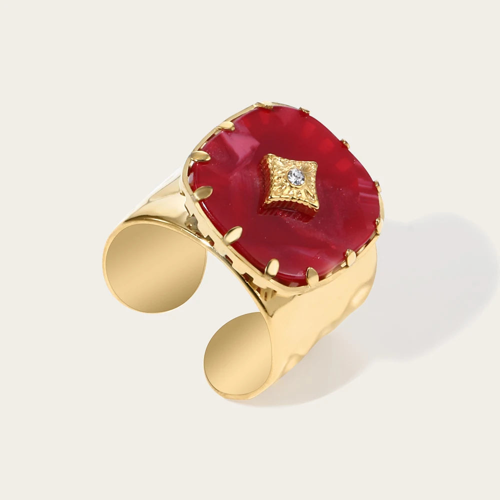 Anel Vintage Red Geometric Khosh Brands