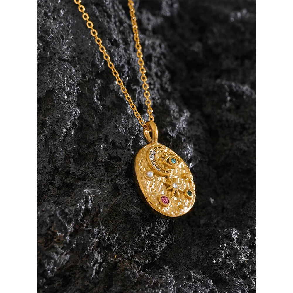 Colar Moon Star Eye Oval Khosh Brands