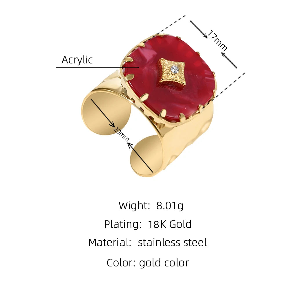 Anel Vintage Red Geometric Khosh Brands