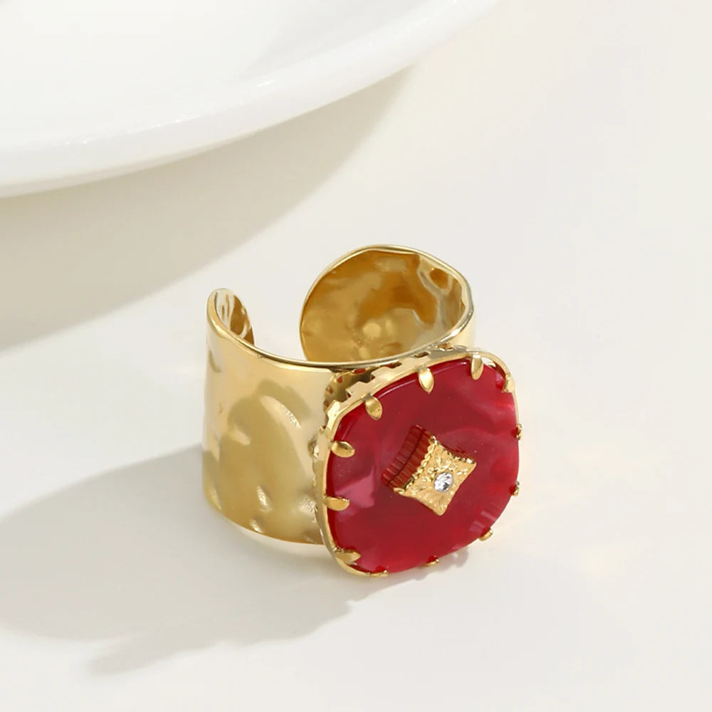 Anel Vintage Red Geometric Khosh Brands