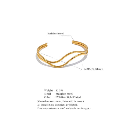 Yhpup novo exclusivo de aço inoxidável dupla camada oco ajustável manguito pulseira minimalista pulso charme jóias presente